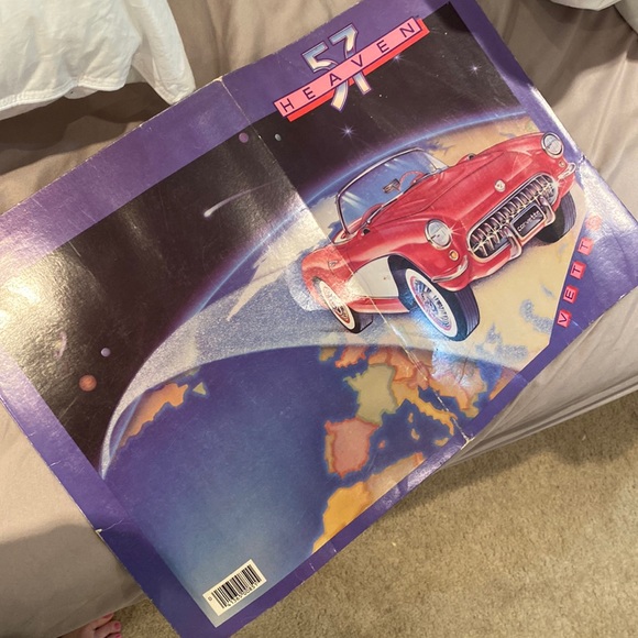 VTG 1985 school paper binder portfolio w 1957 Heaven Corvette - Picture 2 of 6